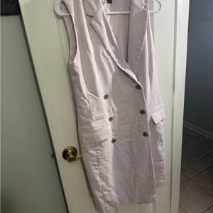 Ann Taylor Light Pink Double-Breasted Midi Trench Vest Dress Size 10 Fully Linec